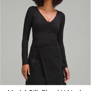 lululemon Modal-Silk blend V-Neck shirt Black Long Sleeve
